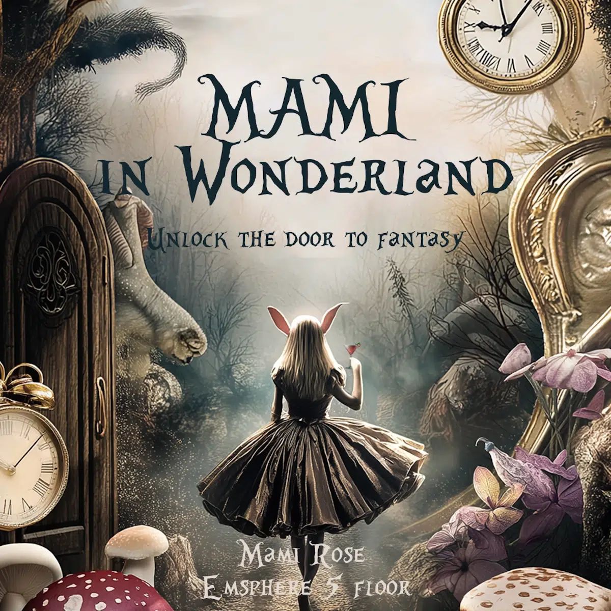 Event banner of Mami In Wonderland party of Mami Rose restaurant at Emsphere.